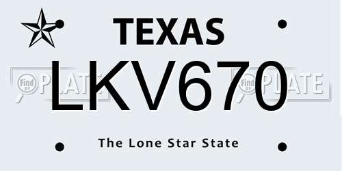 LKV670 Texas License Plate