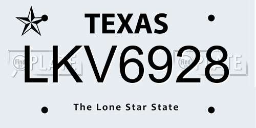 LKV6928 Texas License Plate