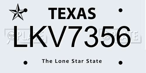 LKV7356 Texas License Plate