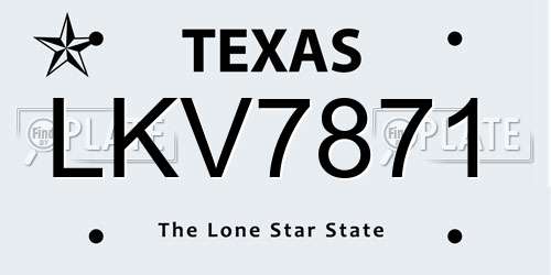 LKV7871 Texas License Plate