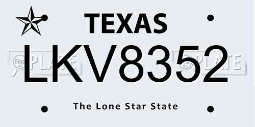 LKV8352 Texas License Plate