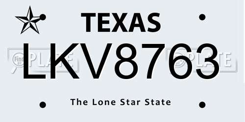 LKV8763 Texas License Plate
