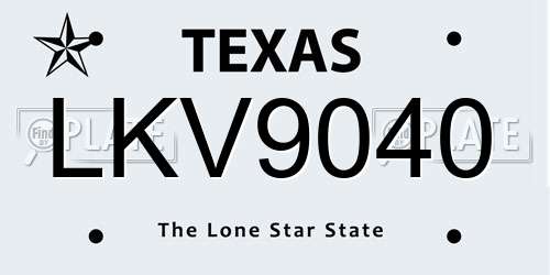 LKV9040 Texas License Plate