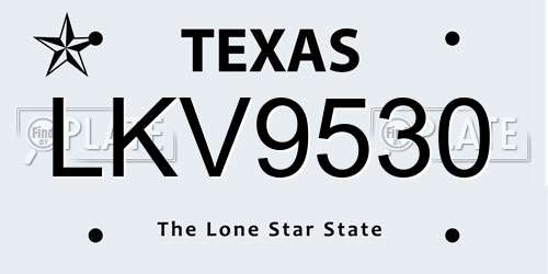 LKV9530 Texas License Plate