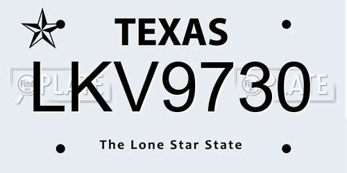 LKV9730 Texas License Plate