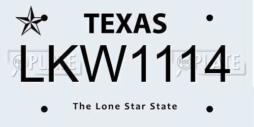 LKW1114 Texas License Plate