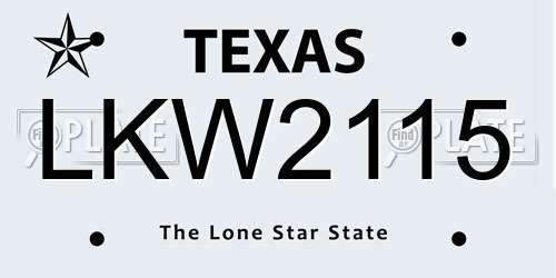 LKW2115 Texas License Plate