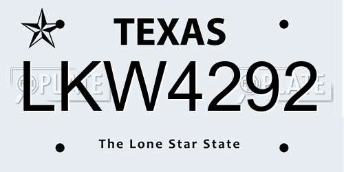 LKW4292 Texas License Plate