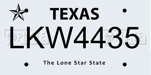 LKW4435 Texas License Plate