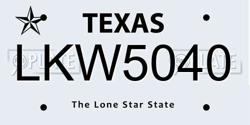 LKW5040 Texas License Plate