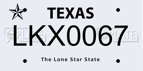 LKX0067 Texas License Plate