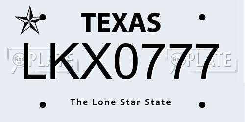LKX0777 Texas License Plate