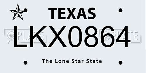 LKX0864 Texas License Plate