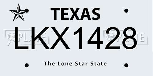 LKX1428 Texas License Plate