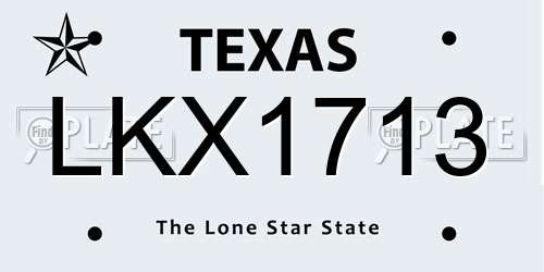 LKX1713 Texas License Plate