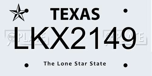 LKX2149 Texas License Plate