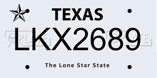 LKX2689 Texas License Plate