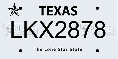LKX2878 Texas License Plate