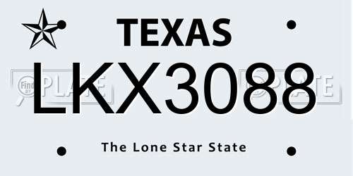 LKX3088 Texas License Plate