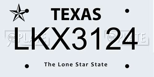LKX3124 Texas License Plate