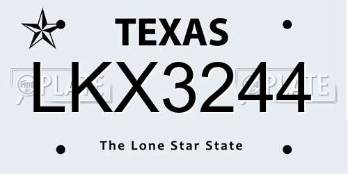 LKX3244 Texas License Plate