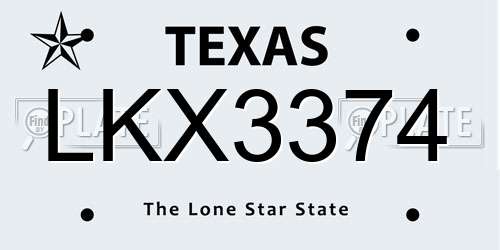 LKX3374 Texas License Plate