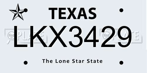 LKX3429 Texas License Plate