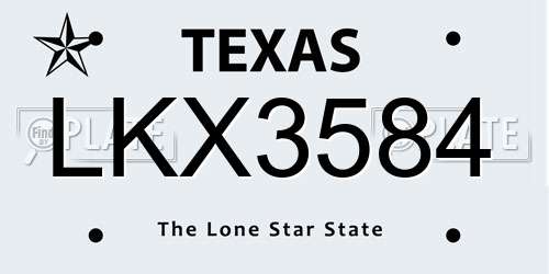 LKX3584 Texas License Plate