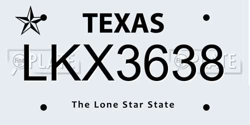 LKX3638 Texas License Plate