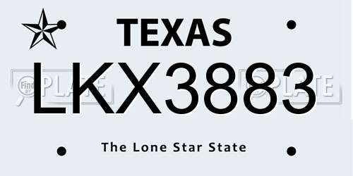LKX3883 Texas License Plate