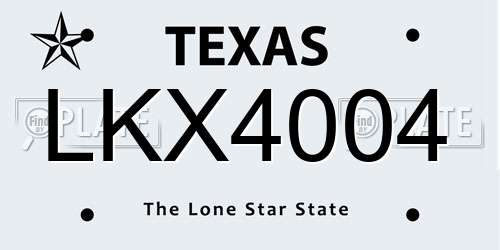 LKX4004 Texas License Plate