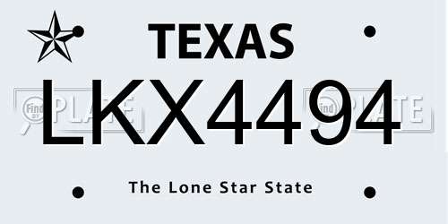 LKX4494 Texas License Plate