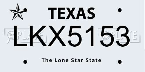 LKX5153 Texas License Plate