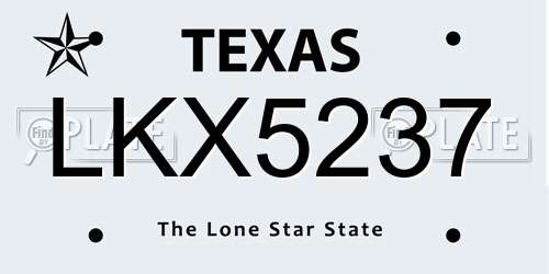 LKX5237 Texas License Plate