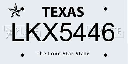 LKX5446 Texas License Plate