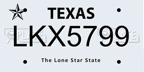 LKX5799 Texas License Plate