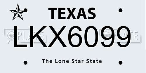 LKX6099 Texas License Plate