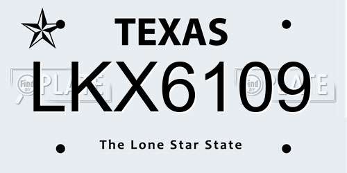 LKX6109 Texas License Plate