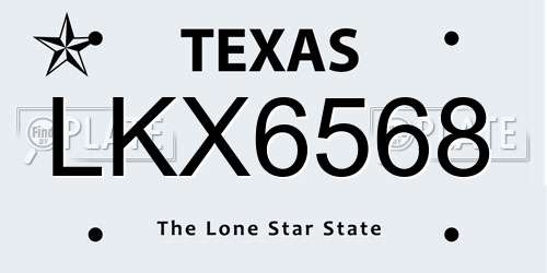 LKX6568 Texas License Plate