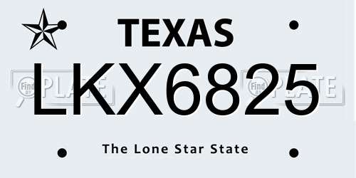 LKX6825 Texas License Plate