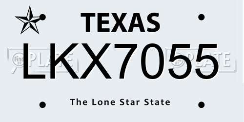 LKX7055 Texas License Plate