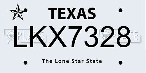 LKX7328 Texas License Plate
