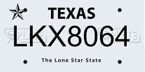 LKX8064 Texas License Plate