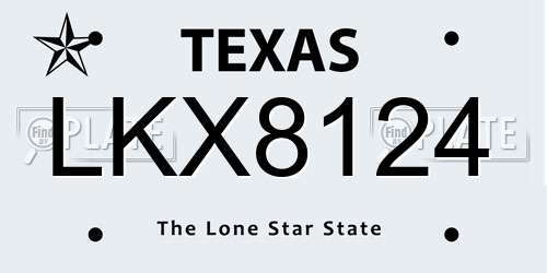 LKX8124 Texas License Plate