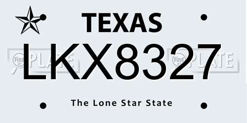LKX8327 Texas License Plate