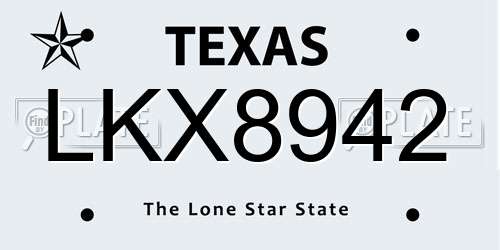 LKX8942 Texas License Plate