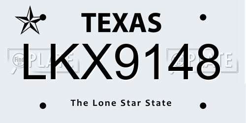 LKX9148 Texas License Plate