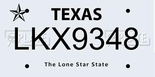 LKX9348 Texas License Plate
