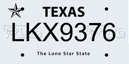 LKX9376 Texas License Plate