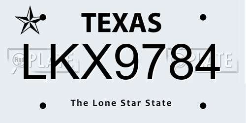LKX9784 Texas License Plate